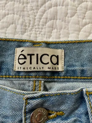 Etica Light Blue 100% Cotton High Waisted Button Fly Wide-Leg Jeans thumbnail 4