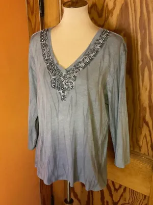 Vtg 90s Beaded tie dye Nature Art long sleeve top thumbnail 9