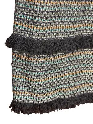 Donna Morgan Sheath Dress Multicolor Striped Tweed Cap Sleeve Fringe Trim Size 6 thumbnail 2