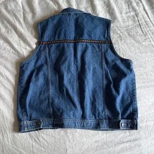 Vintage Y2K Cherokee Denim Jean Vest Floral Jaqcquard Boho Trim Size XL thumbnail 6