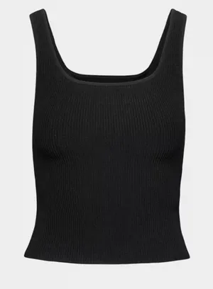 Babaton Sculpt Knit Squareneck Ribbed Tank Top Black thumbnail 1