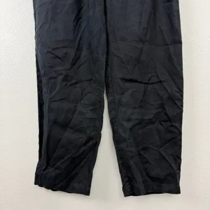 Quince Pants Womens Small Black Linen Elastic Waist Tapered Leg Casual Relaxed thumbnail 3