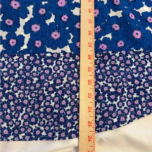Elle Blue Floral Boho Blouse XL Tie Neck Long Sleeve thumbnail 6