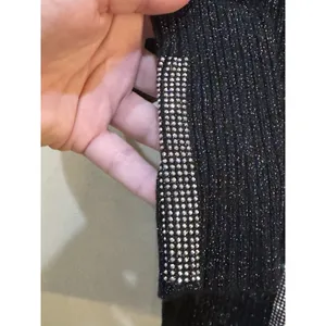 Nancy Yang black ribbed mock neck sweater Studded Size XS Black Multi thumbnail 4