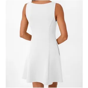 NWT White A-Line Boat Neck Sleeveless Mini Dress with Pockets Size Small thumbnail 4