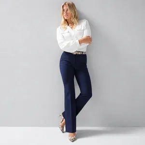 WHBM Dress Pants Womens 4L 4T Tall Ines Slim Bootcut Comfort Stretch Navy Blue thumbnail 2