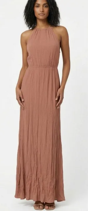 Forever 21 woman’s tan Maxi Dress Size small thumbnail 1