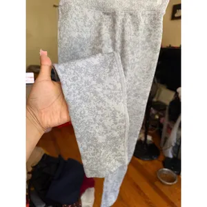 DFYNE‎ High Waisted Ribbed Leggings Gray Abstract Print Cheetah Like Size Small thumbnail 4