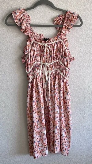 NWT Ever After Blush Floral‎ Pattern Dress Bows Fairy Coquette Girl thumbnail 1