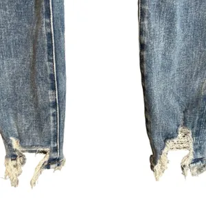 American Eagle Women’s Blue Distressed Shark Bite Fringe Denim Jeans Size 0R thumbnail 5