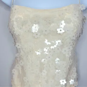 Zara‎ Cream Floral Sequined Bodysuit Size M NWT thumbnail 9