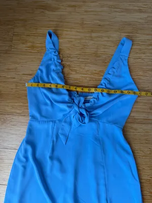Abercrombie Cinched Neck Slip Midi Dress Blue M Petite thumbnail 6