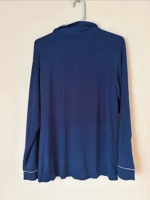 Eberjey Gisele navy blue piped pajamas thumbnail 3