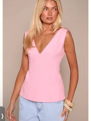PrettyLittleThing Pastel Pink V-Back Tank Top thumbnail 1