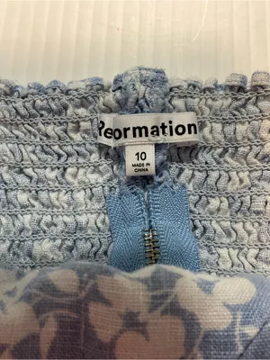 Reformation 100% Linen Jaxon Tie Strap Corset Top Women Sz 10 Blue White Boho thumbnail 4