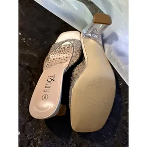 Rouge Helium Womens Clear Rhinestone Mule Sandals Square Toe‎ Block Heel Size 9 thumbnail 7