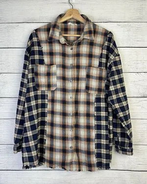 ENTRO Anthropologie Plaid Long Sleeve Flannel Shirt Womens Size‎ Medium Casual thumbnail 1
