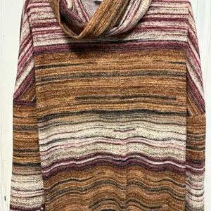Ces Femme Multicolor Cowl Neck Sweater Brown Size L thumbnail 2