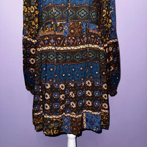 Altar’d State Bohemian Long Sleeve Floral Print Mini Dress thumbnail 3