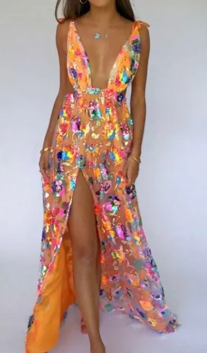 orange sequin dress  thumbnail 1