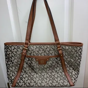 Logo Brown And Gray Casual Tote Purse thumbnail 1