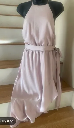 Express Blush Pink High-Low Halter Dress with Waist Tie thumbnail 1