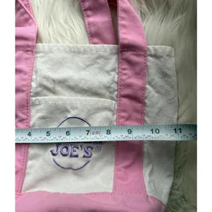 Trader Joe's Pink and White Canvas Tote Bag thumbnail 5