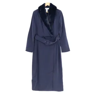 Naked Wardrobe The Statement Trench Coats Womens Large Navy fur Shawl Collar thumbnail 2