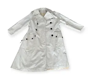 Vintage Cream Double Breasted Trench Coat Women's Long Sleeves M thumbnail 1