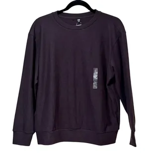 Uniqlo Womens Crew Neck Long Sleeve Sweatshirt Dark Purple Plum L‎ 241-479609 thumbnail 1