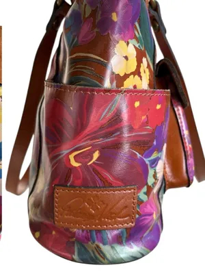 EUC Patricia Nash Leather Bolsena Shoulder Bag Summer Florals Retail $229.00 thumbnail 6