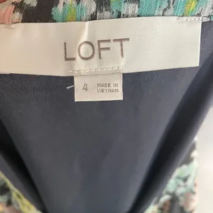 LOFT‎ Size 4 Floral Midi Dress Grey Pastel Button Front Sheer Lined Long Sleeve thumbnail 13
