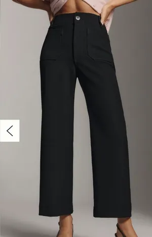 Anthropologie Maeve Colette Black Cropped Wide Leg Pants thumbnail 1