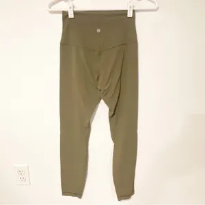 Lululemon Women's Size 4 Wunder Under Leggings‎ Olive Green Mid-Rise thumbnail 5