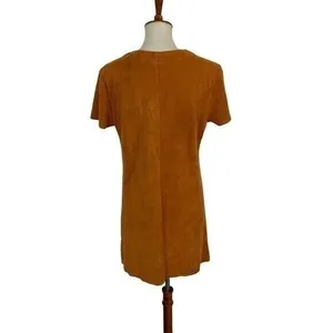 DO+BE‎ Orange Short Sleeve Dress Large Ruffle Sleeve Summer Chic thumbnail 4