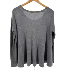 We The Free People Gray Waffle Knit Long‎ Sleeve Top Relaxed Fit thumbnail 5