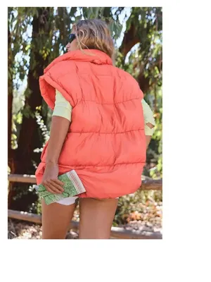 NWT Free People FP Movement Fruit Punch Puffer Vest Oversized Small Pocket thumbnail 4