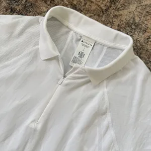 NWT Athleta Momentum Seamless Polo Tee White Short Sleeve Quarter Zip Shirt S thumbnail 3