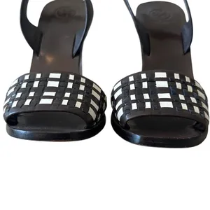 Tory Burch Emori Slingback Sandals‎ Wood Lucite Heel 8.5 thumbnail 5