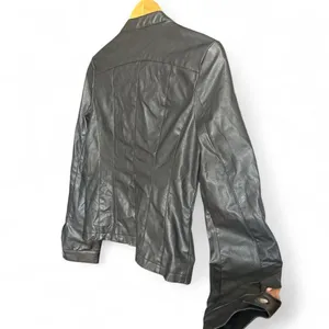 Moto Jacket Black Faux Leather Biker Racer Indie Sleaze Grunge Y2K S thumbnail 3