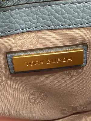 Tory Burch Britten Pebbled Leather Convertible Shoulder Bag Blue Purse EUC thumbnail 11