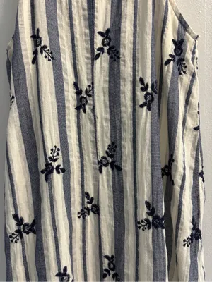 Miami Embroidered Stripe Halter Dress XS Blue White Boho Coastal Chic Mini thumbnail 6