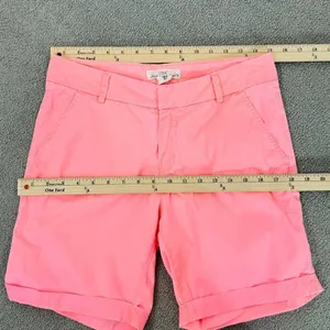 H&M Twill Cuffed Chino‎ Bermuda Shorts Neon Coral Size 6 Stretch thumbnail 10