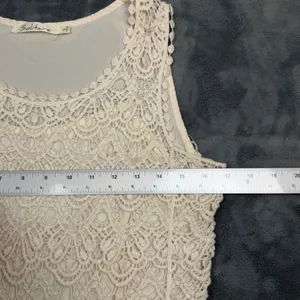 Solitaire Lace Crochet Tank Top Cream Womens Size Medium Boho Sleeveless Blouse‎ thumbnail 6