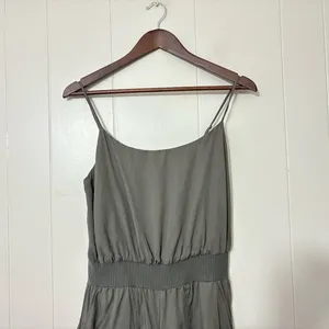 By Anthropologie Nisa Olive Green Cami Jumpsuit Small Lyocell Tapered Romper thumbnail 4