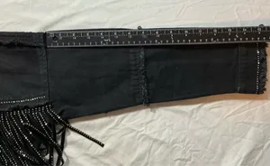 Zara Rhinestone Fringe Black Denim Jacket thumbnail 11