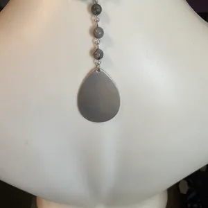 Pomina Gray Beaded Necklace with Medallion thumbnail 2