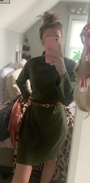 Olive Green Sweater Dress thumbnail 1