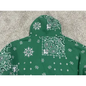 Edikted Green Bandana Paisley Print Zip Up Oversized Hoodie Size XS/S thumbnail 7
