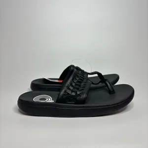 Nike Womens Bella Kai Braided Thong Flip Flop Sandals in Black thumbnail 6